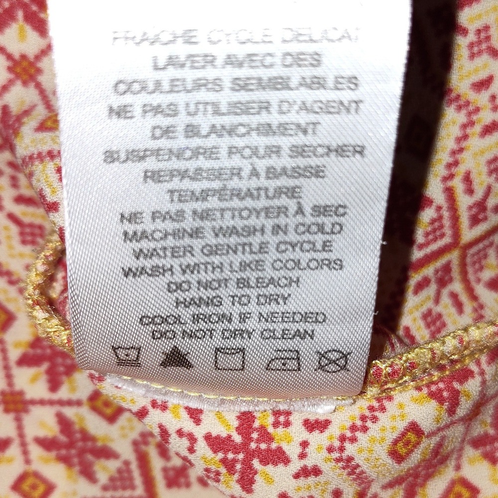 Dalia Womens Geometric Tile Print V-Neck Sleeveless Blouse Red Orange XL MB5799 - Picture 5 of 5